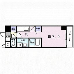 パークサイド砂山 1Kの間取図画像