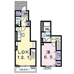 ローズエクラ2 1LDKの間取図画像