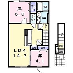 エルムプラシード9号館 2LDKの間取図画像