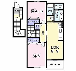 エヴァーグリーン吉富A棟 2LDKの間取図画像
