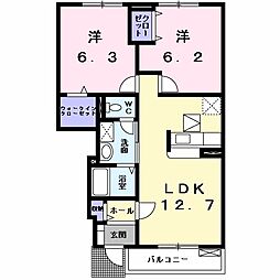 ヴィータ・リベラ国分寺D 2LDKの間取図画像