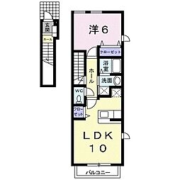 ヴィラウィッシュ 1LDKの間取図画像