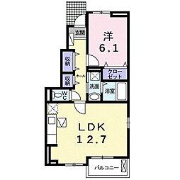 ラ・ビリア2 1LDKの間取図画像