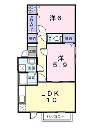 インサイドヴィレッジ 2LDKの間取図画像