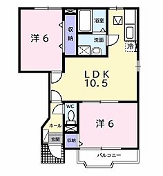 スウィート　ドリーム　I 1階2LDKの間取り