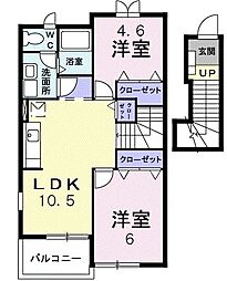 プロスペラーレローザ 2LDKの間取図画像