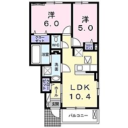 ブルームA 2LDKの間取図画像
