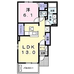 西軽井沢ｗｅｓｔｆｏｒｅｓｔＢ 1階1LDKの間取り