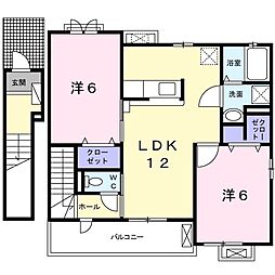 ソレイユルヴァン 2LDKの間取図画像