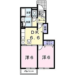 イムーブルB 2DKの間取図画像