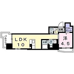 パ−ク鴨池 6階1LDKの間取り