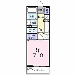 グリュック 1Kの間取図画像
