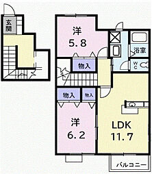 フォレストヒルズ 2LDKの間取図画像