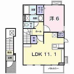 メゾン・ド・プチ・フルール2 1LDKの間取図画像