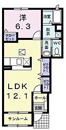 メゾン・コリーヌ 1LDKの間取図画像