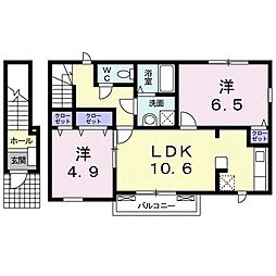 ラブリーヒルズ 2LDKの間取図画像