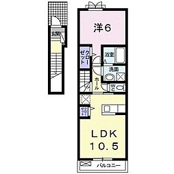 メゾン　ヴァリェ　広瀬IV 2階1LDKの間取り