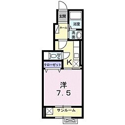 サリチェ八丁道 1Kの間取図画像