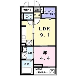 コスモテラス上大岡 1LDKの間取図画像