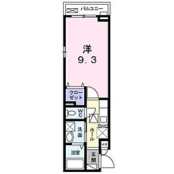 アロッジオ指月 1Kの間取図画像