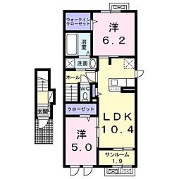サイモンTHREE 2LDKの間取図画像