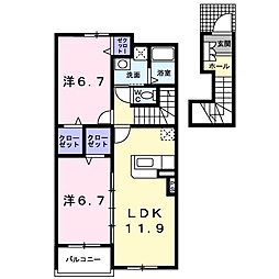 アンジュ2 2LDKの間取図画像