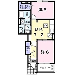 プラシード.K. 2DKの間取図画像