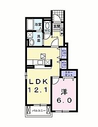 メロウ・ブリーズ 1LDKの間取図画像