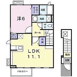 サンリット・ブルック・ヒル 1LDKの間取図画像