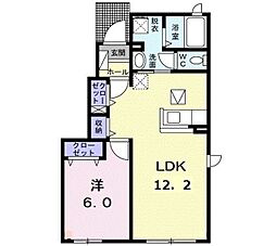 セレイナIII 1階1LDKの間取り