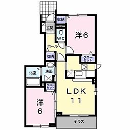メゾンセレーノD 2LDKの間取図画像