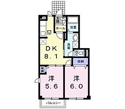 エルンテＮ 1階2DKの間取り