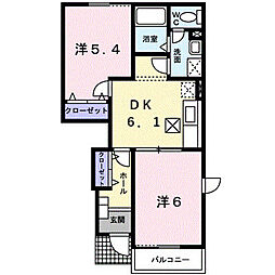 シエル1 2DKの間取図画像