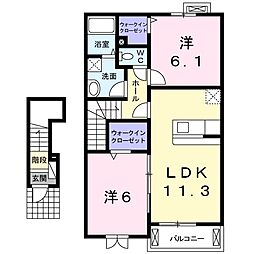 グットプレイスB 2LDKの間取図画像