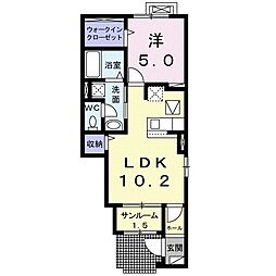 ミューレン・ウッド 1LDKの間取図画像