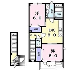 ハイツセイウン 2DKの間取図画像