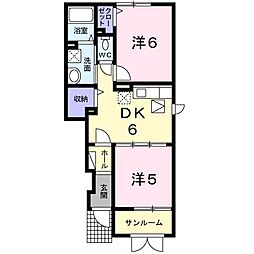 モデルノ・カーサ2 2DKの間取図画像