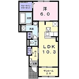 アイランドヒルズ古来1 1LDKの間取図画像