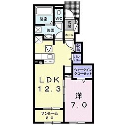 アイランドヒルズ古来2 1LDKの間取図画像
