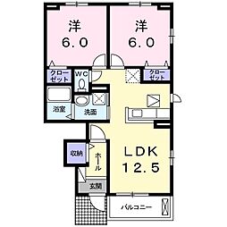 ベルネージュ 2LDKの間取図画像