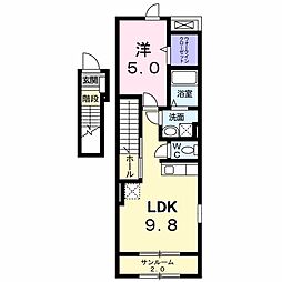 ヌーベルはなびし 1LDKの間取図画像