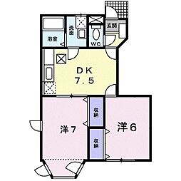 インフィニートA 2DKの間取図画像