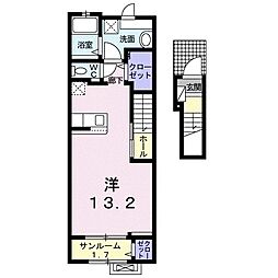 リッシュ ワンルームの間取図画像