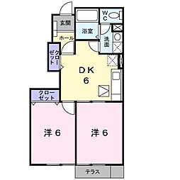 エトワールA 2DKの間取図画像
