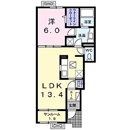ＦＲＡＮＣ・ＦＲＡＮＣ　Ｄ 1階1LDKの間取り