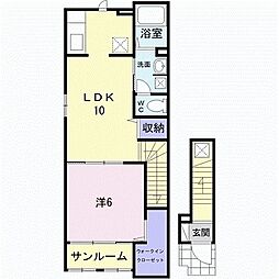 ラシュレ 1LDKの間取図画像