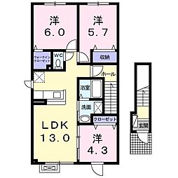 スピノス 3LDKの間取図画像