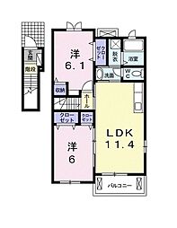 サニーフラット・ペーナ 2LDKの間取図画像