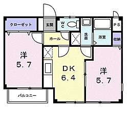 コンチェルト 2DKの間取図画像