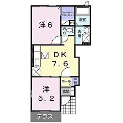 フェイバーレジデンスA 2DKの間取図画像